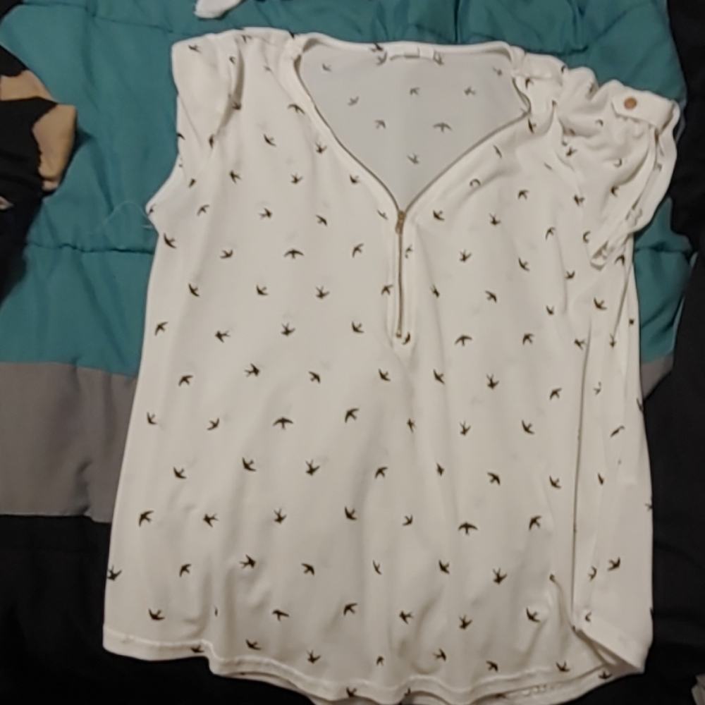 White blue birded top